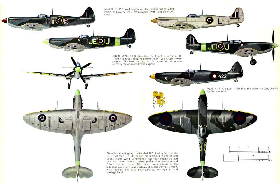 Supermarine Spitfire IX Variants 5view 960 Supermarine Spitfire IX Variants 5view 960